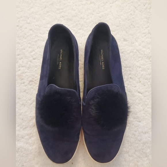 Michael Kors Collection Eddy Pom-Pom Suede Slip-On Sneakers Navy Size 6.5 US - Picture 13 of 16